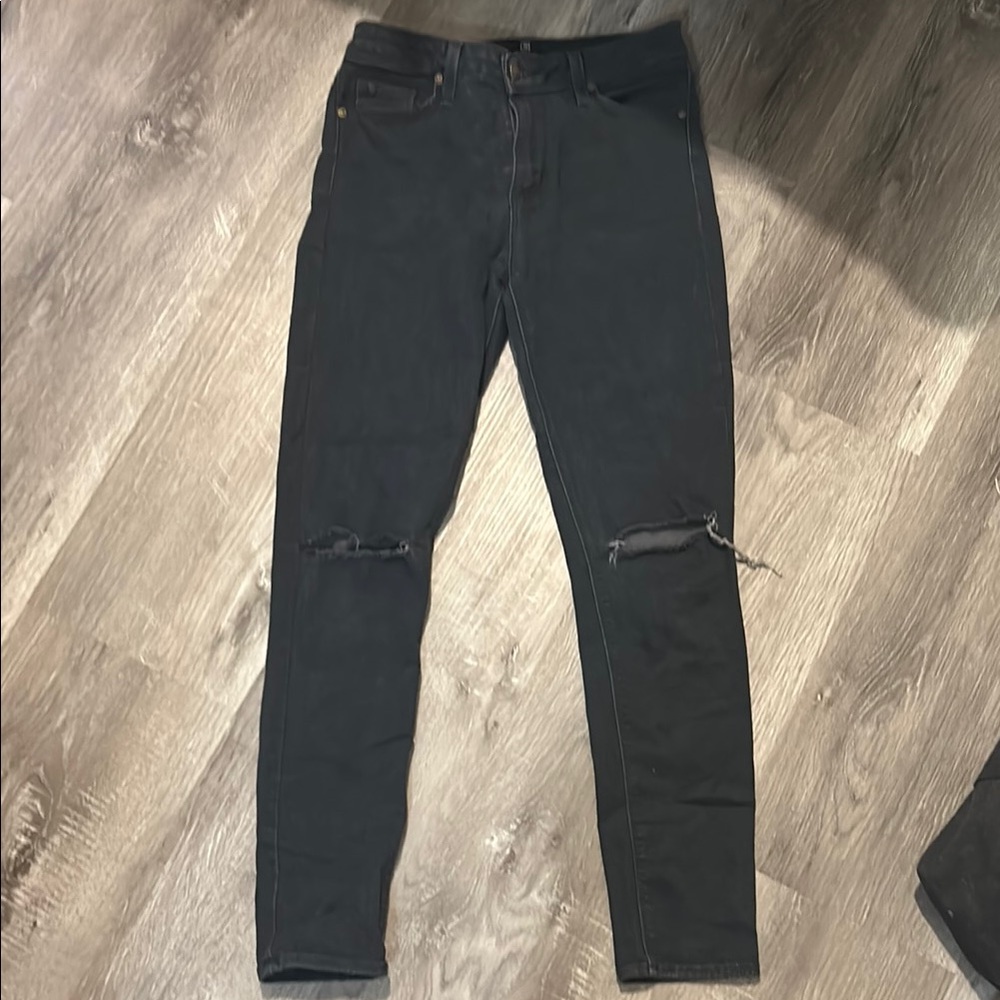 Just Black High Rise Black Skinny Jeans with Ripped Knees
